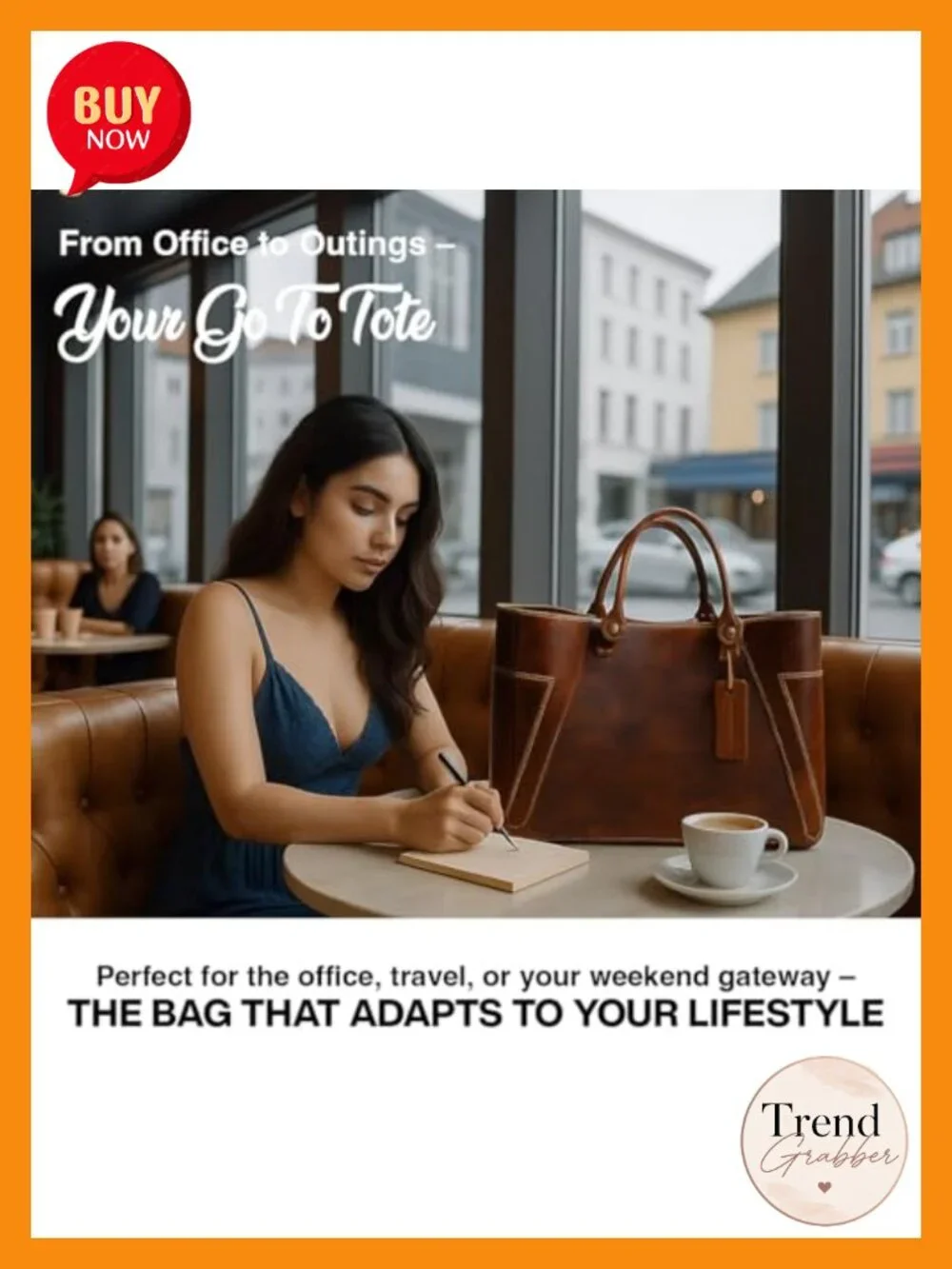 Large Genuine Full Grain Leather Tote Bag for Work & Travel